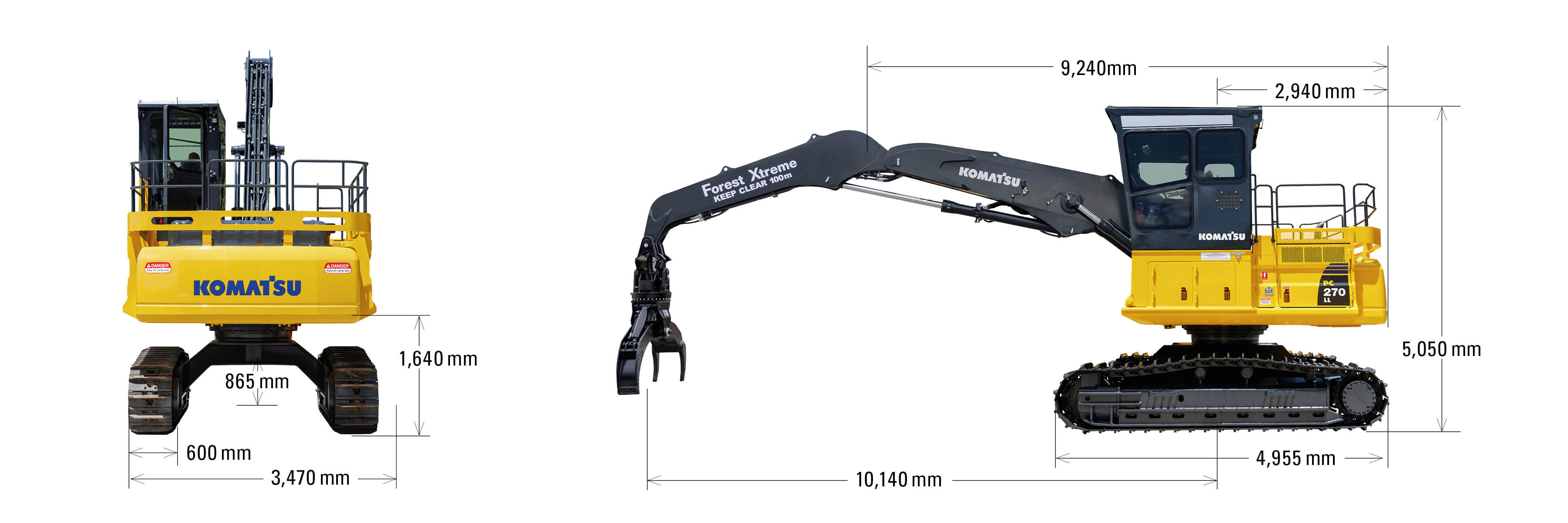 Komatsu PC270LL Dimensions D4