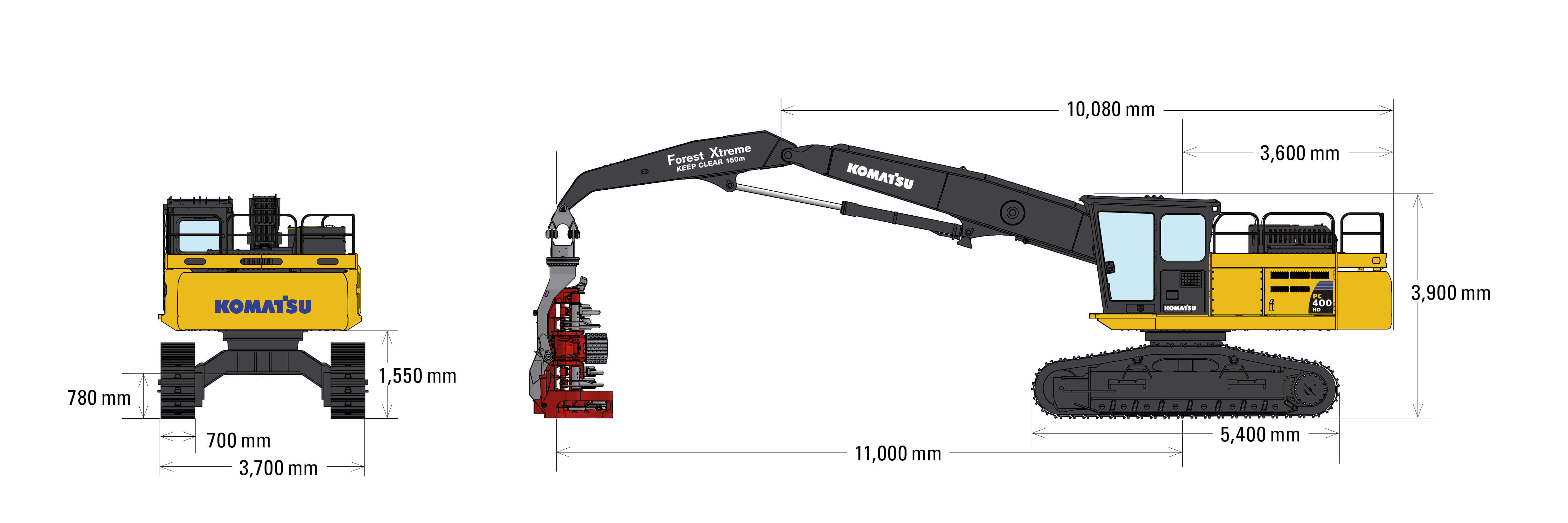 Komatsu PC400HD Dimensions