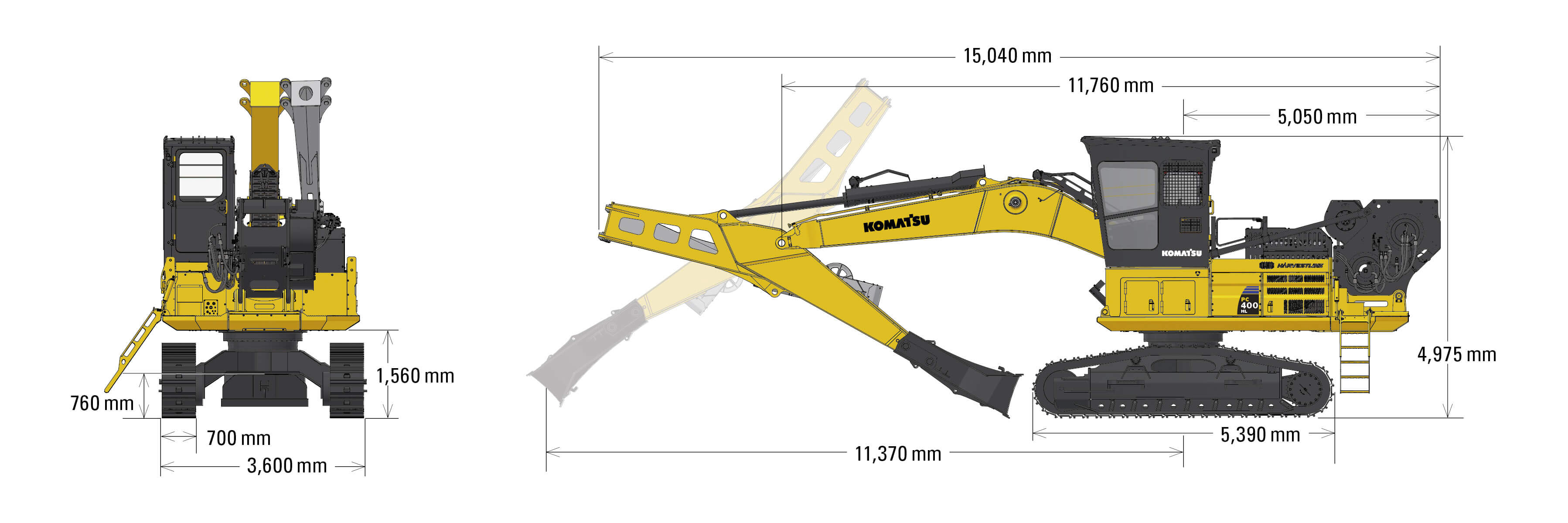 Komatsu PC400HL Dimensions D4